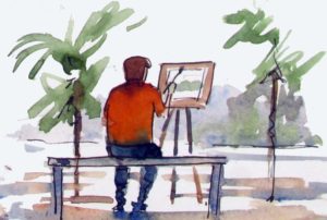 Painting outdoors or en plein air is great for improving in watercolor.