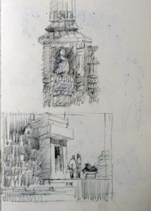 detail sketch of the temple and thumbnail